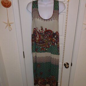 Long Sleeveless Paisley Printed Festival Maxi Day Dress